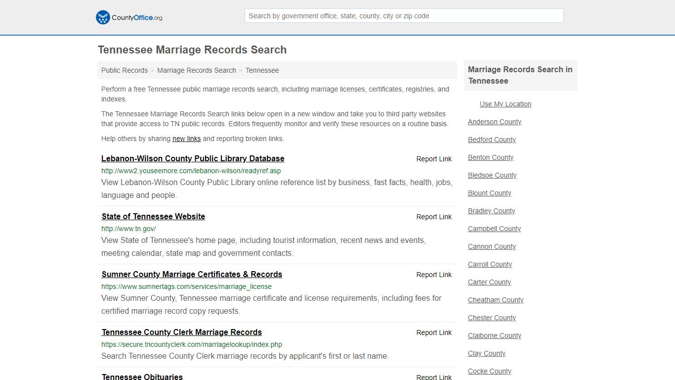 Marriage Records Search - Tennessee (Marriage Licenses ...